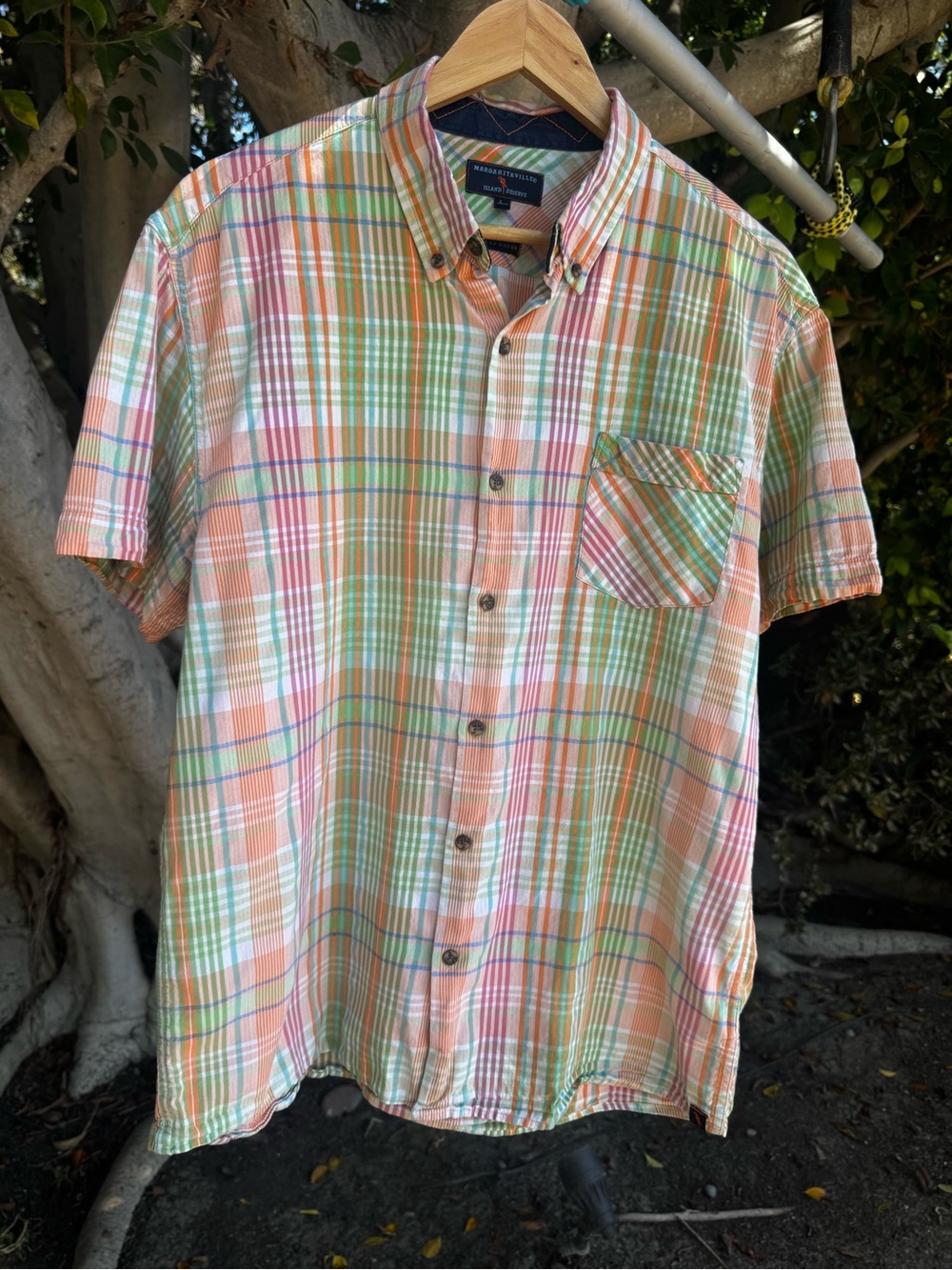 Margaritaville Island Reserve Breakwater Plaid Button Down Shirt Men’s L